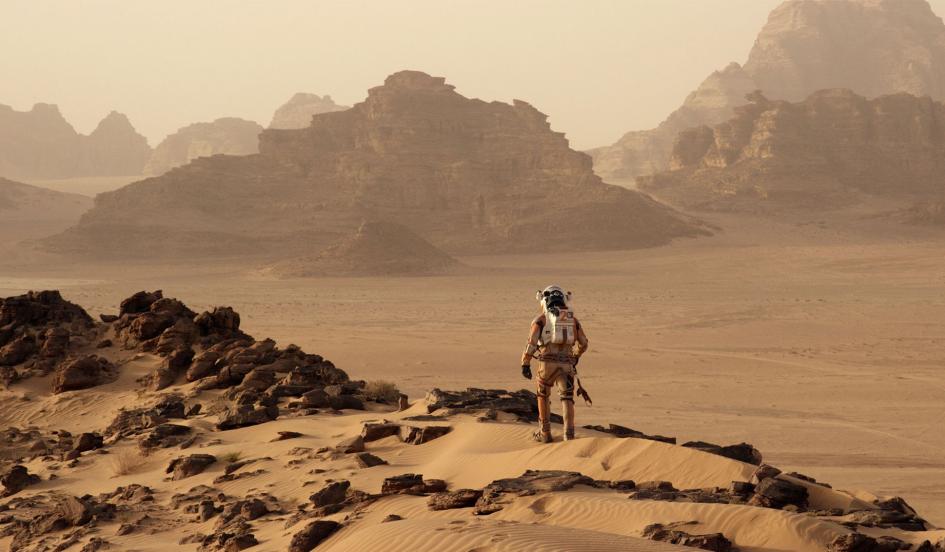 Actor Matt Damon plays astronaut Mark Whatney marooned on a largely realistic Mars