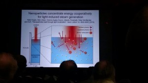 This slide shows how gold nanoparticles inside water can help generate steam with light! Amazing! 