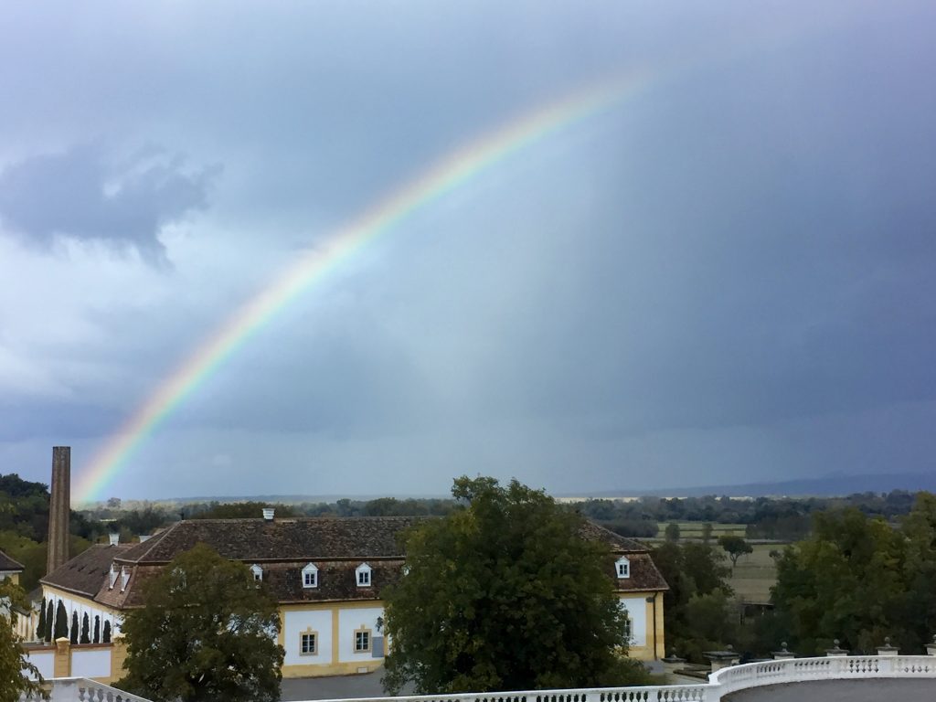 Supernumerary rainbow over Schloss Hof, Austria, 9 October 2016