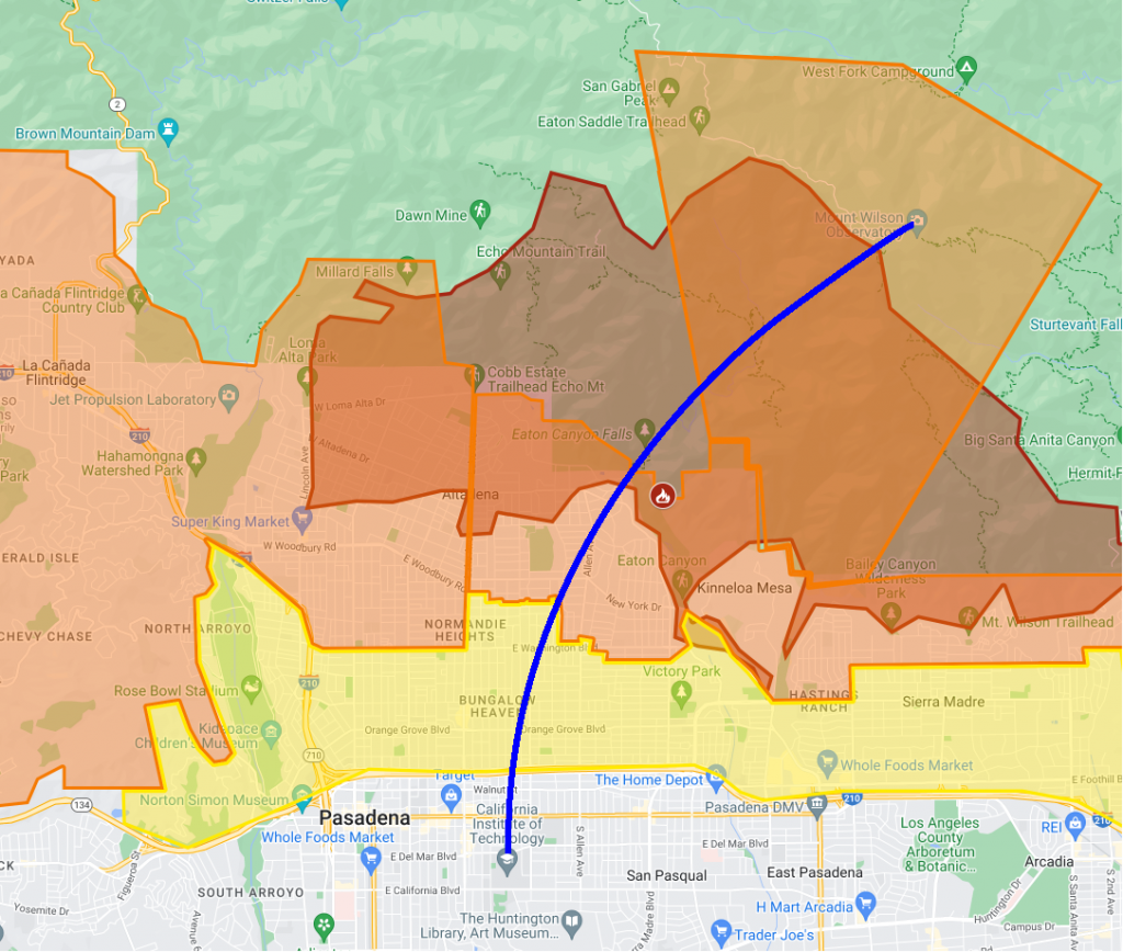 My route to Mount Wilson is currently under wild fire